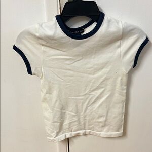 Sincerely Jules Kids White Tee with Navy Trim